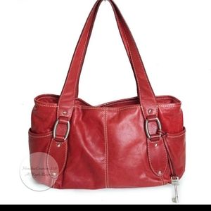 Fossil Red Leather Shoulder Bag Satchel